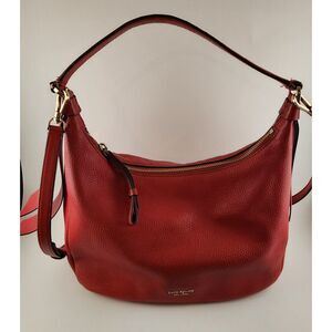Kate Spade Jackson Street Mylie Red Pebble Leather Hobo Shoulder Bag Crossbody